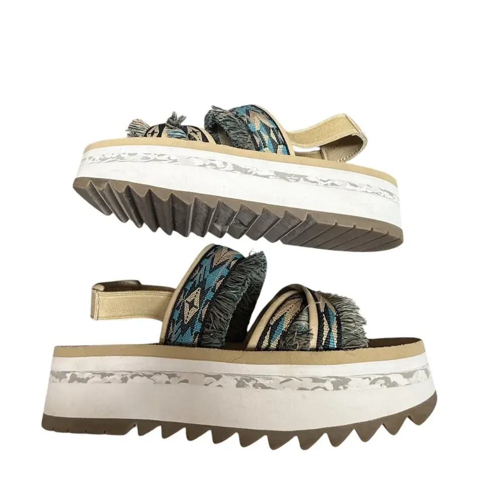 Teva Flatform Ceres Platform Sandals in Double Double Diamond size 9 Boho Aztec - Picture 3 of 15